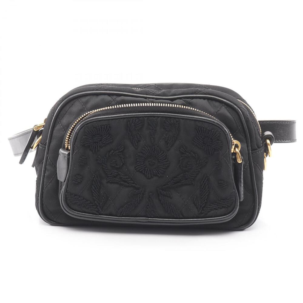 Prada Waist Bum Body Bag Leather Black